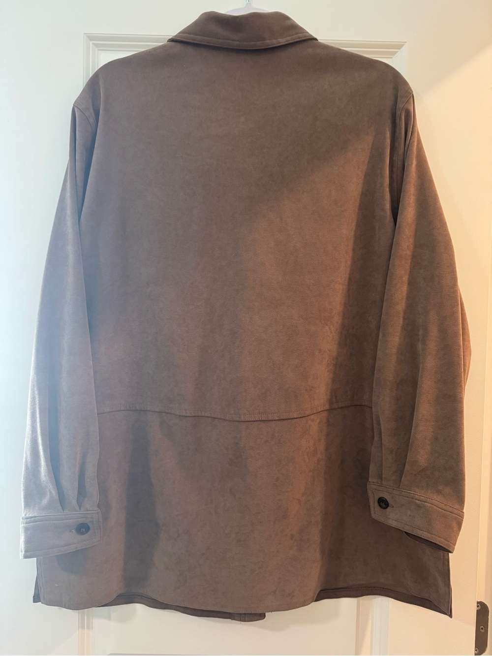 Suede Button-Front Brown Jacket - Picture 2 of 3